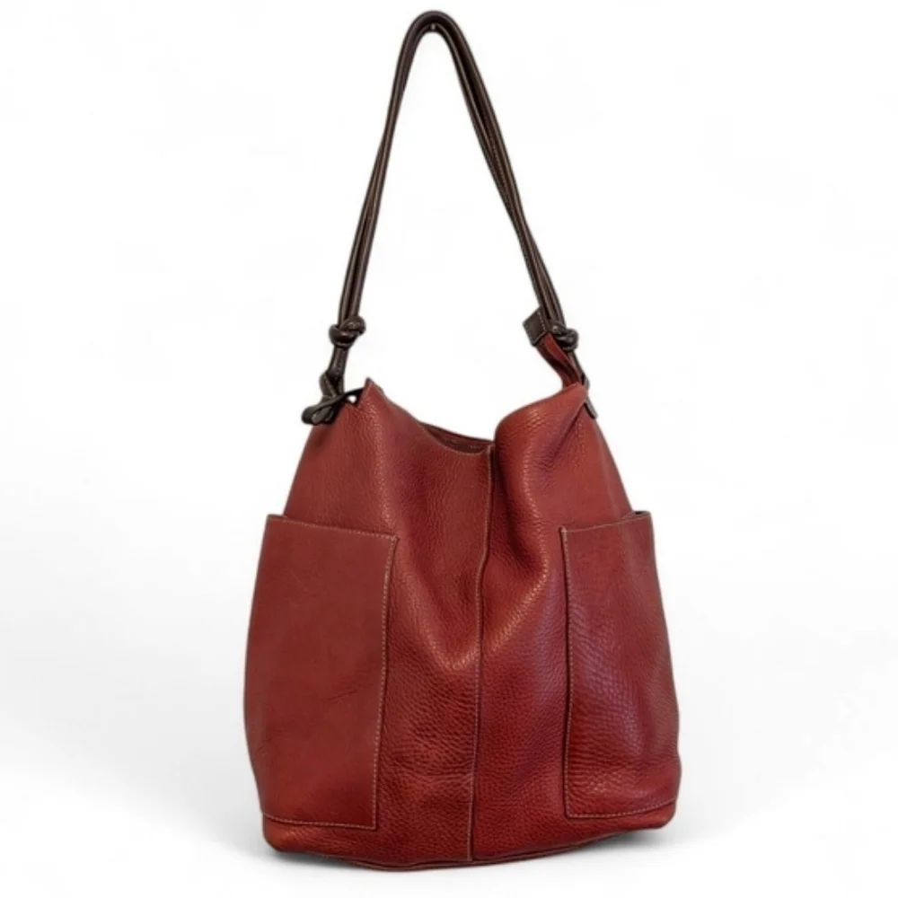SUNDANCE Red Leather Slouch Bag Large Shoulder Purse Giant Pockets